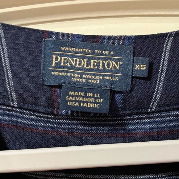 PENDLETON Merino Wool Pinstripe Striped V-Neck Top Blouse Shirt Women’s XS - Picture 5 of 5